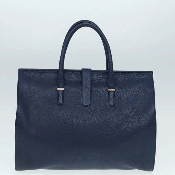 BALENCIAGA Tube Round Hand Bag Leather Navy Auth ki4912V - Picture 10 of 16